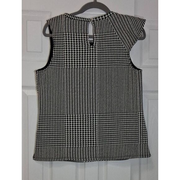 Dolan Anthropologie womens medium black white ruffle top stretch textured - Picture 7 of 9